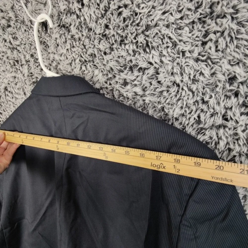 Ralph Lauren Mens Classic Dark Academia Pinstripe Suit Jacket 46L Grey Wool